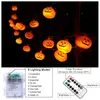 Halloween Pumpkin Led String Lights 20 LED 9.84ft 8 Modi Timer Waterdichte oranje jack-o-lantaarn usbbattery bediende decoratief twinkeling licht binnensoor buiten decor