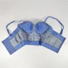 Women's Tanks Cupnaya Women Stretch Denim Blue Spaghatti Strap Crop Top Sexy Ladies Club Dance Bralette Short Cami Size 34 36 38 40