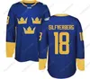 GLA MIT 2016 ￉quipe de la Coupe du monde Sweden Hockey Jerseys Lehner Kronwall Hagelin Karlsson Hornqvist Zetterberg Sooerberg Sedin World Cup Hockey Jersey