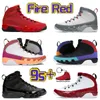 Fire Red 9 농구화 9S 스포츠 운동화 자란 특허 대학 블루 화이트 체육관 레드 오그 스페이스 잼 동상 패션 디자이너 신발 트레이너 미국 7-12.5