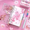 Блокноты Sharkbang Kawaii Bling Cherry Blossoms a6 Loose Leaf Diary Book Set Journal Note Book Повестка дня Планировщик пули 160 Лист 220927