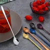 Long Handle Coffee Spoon Gold Stainless Steel Home Kitchen Dining Flatware Ice Cream Dessert Spoons Kids Baby Cutlery Tool