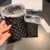 Designer gloves leather glove ladies sheepskin rabbit fur winter mitten for women official replica Counter quality European size T0P quality 006B