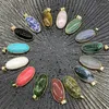 Подвесные ожерелья 24pcs/лот 30 15 мм натуральное каменное ожерелье Хрустальное кварцевое украшение модные украшения для массовых оптовых