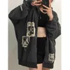 Женские толстовки с капюшоном Egirl Punk Hoodie Dark Print Grunge Jacket Y2k Vintage Women Hip Hop Streetshirt Harajuku Anime Goth Hoodies Women Coat Zipper 220926