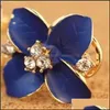 Charm Fashion Jewelry Matte Charm Ear Clip Blue Flowers Crystal Flower Earrings Perforated Female Elegant Earring 518 Z2 Drop Delivery Dh5Xg