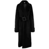 Dames fur faux nerazzurri winter oversized lange zwarte jas vrouwen riem mouw losse warme Koreaanse mode nep mink trench 220927