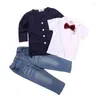 Kleidung Sets Kinder Herbst Baby Jungen Kleidung Jungen Anzug Oberbekleidung/Mantel Hemden Jeans 3 stücke Set Casual