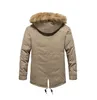 겨울 두껍고 남성 코트 캐주얼 후드 양털 라이너 따뜻한 남성 파카 재킷 야외 바람 방풍 남성 의류 100%면 외투