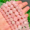 Beads 6/8/10mm Natural Rose Quartz Faceted Crafts Loose Spacer For Jewelry Making Findings Diy Bracelet Necklace Material