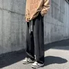 Mäns jeans Autumn Men Black Baggy Korean Fashion Vintage Denim Wide Leg Pants Mane Elastic Midje Design Streetwear Trousers 220927