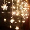 Strängar 3.5m 96Led Snowflake Curtain Light Romantic Indoor Outdoor Home Decoration Fairy 8 Mode LED String Lights For Window Decor