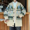 Men's Sweaters Brand Fashion V Neck Knitted Men Cardigan Korean Casual Coats Jacket Japanese Trendy Oversized Loose Mens Cloth 220927