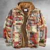 Männer Jacken Männer Retro Vintage Frühling Winter Langarm Kariertes Hemd Jacke Für Karierten Mantel Mantel Mit Kapuze Tasche