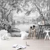 Wallpapers Custom P o Wallpaper Black And White Forest Mural European Retro Hand Painted Line Rainforest Jungle Painting Papel De Parede 220927