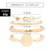 Очарование браслетов 4pcs Boho Heart Orange Beadeds Bracelet набор для женщин цветочные цепи регулируемые ювелирные изделия из брака оптом