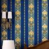 Papéis de parede de parede estilo europeu azul damasco 3d PVC Papel de parede em relevo quarto de luxo quarto listrado papel de parede de vinil floral 220927