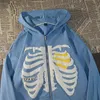 Kvinnors hoodies tröjor gotiska skeletttryck hoodies män kvinnor y2k långärmad huvtröjor harajuku lösa zip up hoodie jacka kappa streetwear 220926