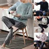 Men's Sleepwear Thicken Warm Flannel Pajamas Set Male Long Sleeved Cartoon Winter Leisure Loose Home Cloth Autumn Men Top 220924