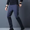 Men's Pants Elastic Waist Trendy Wear-resistant Men Drawstring Spring Pure For Work