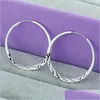 Clip sur vis arrière 925 Sterling Sier 40/45 / 50Mm rond cercle boucles d'oreilles pour les femmes mariage fiançailles fête bijoux 768 Z2 Drop De Dhyym