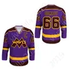 Gla MitNess Cutom Gordon Bombay # 66 Waves mighty ducks Movie Jersey NUOVO punto cucito di qualsiasi colore di qualsiasi dimensione Maglie da hockey universitari