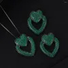 Halsband örhängen set Godki Heart Love 2st Earring Jewelry for Women Wedding Party Full Cubic Zircon Dubai Bridal 2022