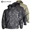 Men's Jackets HAN WILD Shark Skin Hunting Shell Military Tactical Jacket Men Waterproof Fleece Clothing Multicam Coat Windbreakers 4XL 220924