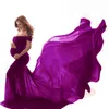 Propiedades de maternidad larga Props Dress para el PO disparando a los hombros vestidos de embarazo para mujeres Maxi Maternity Gown151d