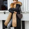 Womens Fur Faux Thick Warm Hooded Overcome Winter Staccabile Raccoon Liner Imitazione Coat Femminile Cold AllInOne Overcoat 220927