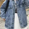 Kvinnorjackor Syiwidii ​​denimjacka för kvinnor Jean Coat Korean Fashion Overdimensionerad Button Down Jacket Lång ärm Chic Outwear med Pocket 220926