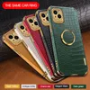Top Quality Duxury Business Leather Crocodile Texture Phone Case met magnetische ringbeugel voor iPhone 14 13 12 11 Pro Max XS XR 6 Plus Beschermende hoesjes