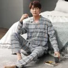 Męska odzież sutowa jesień zima męska bawełniana piżama zestawy 4xl plus rozmiar snu Gradient Plaid Pijama Men Set Comfort Pajamas Loungewear 220924