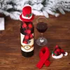 Şarap şişesi eşarp şapkası Noel yaratıcı süs eşarp şapkaları iki parçalı takım elbise otel restoran düzeni Noel dekorasyonları zzb15822