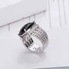 Anillos de banda 18k dy dy alambre retorcido prismático anillo negro femenino tendencia de micro diamante platino tendencia versátil