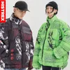 Mens Down Parkas Hip Hop Jacket Parka Japanese Streetwear Men Windbreaker Harajuku Winter Padded Jacket Y2K Women quiltad kappa varmt utkläder 220927