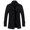 Man Classic Fashion Trench Coat Jackets MaleLong Trench Slim Fit Overcoat Blends Fashion Wool Warm Outerwear Windbreaker