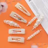 Hårklämmor Barrettes mode Pearl Hair Clip for Women Elegant Barrettes Snap Barrette Stick Hairpin Styling Smycken Tillbehör 103 DHPyl