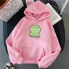 Hoodies femininos moletom sapo moletom roupas soltas harajuku manga comprida com capuz kawaii moletom para meninas inverno hoodies bolso verde moletom 220926