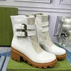 Designer Women's Ankle Boot Luxury Martin Desert Boots Beige And Ebony 100% cuir véritable matelassé bottes de neige à lacets semelle en caoutchouc avec boîte NO13