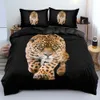 Conjuntos de roupas de cama 3D Camas de cama cinza Design Pets de capa de animal conjuntos de capas de leopardo Capas e travesseiros de travesseiros 160x200cm Twin Double King Size 220924