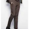 Men's Suits 2022 Men's Autumn Winter High Waisted Casual Suit Pants Male Office Wear Loose Trousers Men Woolen Business A313