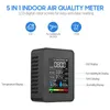 Portable Air Quality Monitor Indoor CO2 Detector 5in1 Formaldehyde HCHO TVOC Tester LCD Temperature Humidity Rechargeable