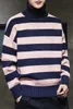 Men's Sweaters Autumn Winter Men Contrast Stripe Knitted Sweater Mens Streewear Warm Pullovers Male Thick Turtleneck M 3XL 220927