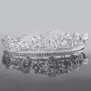 Fashion Head Jewelry Crystal Bridal Tiara Crown Luxury Silver Color Wedding Hair Diadem Veil Accessories Headpieces