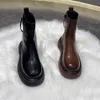 Stiefel dicke Fersenplattform Chelsea für Frauen Mode Reißverschluss Design Winterrunde Nase Neue PU Leder fahren 220901