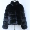 Damen Jacken HJQJLJLS Winter Frauen Dicke Warme Langarm Mantel Luxus Faux Pelz Weibliche Stehkragen Kurze Gefälschte Jacke 220926