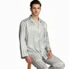 Homens sleepwear mens seda cetim pijama conjunto pijama pijama pjs loungewear us m l xl 2xl 3xl 4xl plus listrado 220924