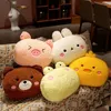 Bonecas de pelúcia 35 cm Kawaii Animal Teddy Bear Rabbit Frog Tiger Pig Plelow Principal Cartoon Pillow Pillow Back Sofá Cushion For Girls Kids 220927