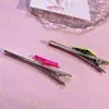 Triangle Badge Hair Clips Letter Print Barrettes Women Elastic Hairspins Fashion Designer Hoofdtooi zonder doos